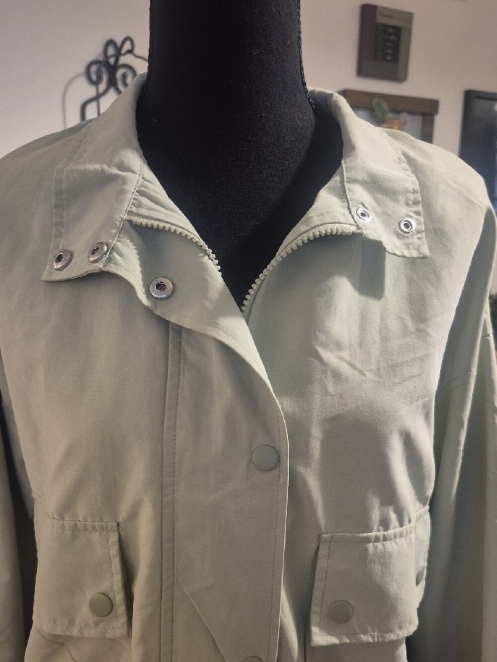 Love Tree Light Sage Utility Drawstring Jacket - Picture 2 of 12